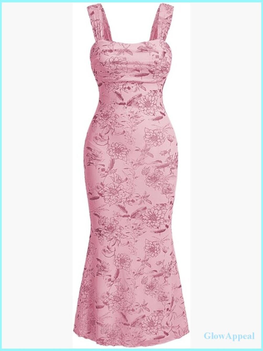 Women's Floral Ruched Midi Dress Sleeveless Mermaid Cocktail Party